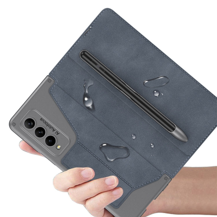 For Samsung Galaxy Z Fold4 GKK Armor Flip Leather Phone Case with Pen Slots(Black)