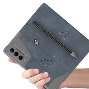 For Samsung Galaxy Z Fold4 GKK Armor Flip Leather Phone Case with Pen Slots(Black)
