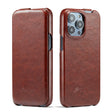 For iPhone 14 Pro Max Fierre Shann Oil Wax Texture Vertical Flip PU Phone Case (Brown) - iPhone 14 Pro Max Cases by FIERRE SHANN | Online Shopping South Africa | PMC TechLife