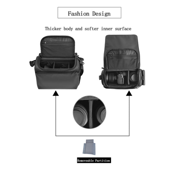 CADeN D73 Camera Sling Bag Water-resistant Shockproof Camera Handbag, Size:28 x 15 x 20cm Black