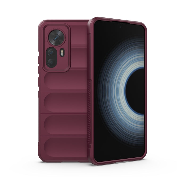 For Xiaomi Redmi K50 Ultra / Xiaomi 12T Magic Shield TPU + Flannel Phone Case(Wine Red)