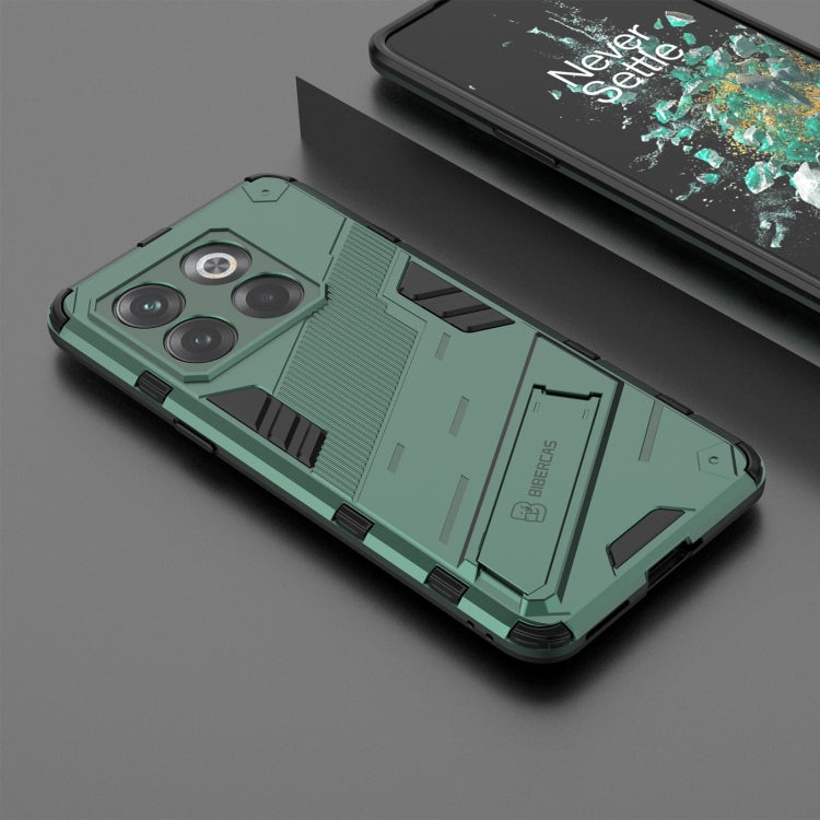 For OnePlus 10T 5G Punk Armor PC + TPU Phone Case with Holder(Green)