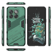 For OnePlus 10T 5G Punk Armor PC + TPU Phone Case with Holder(Green)