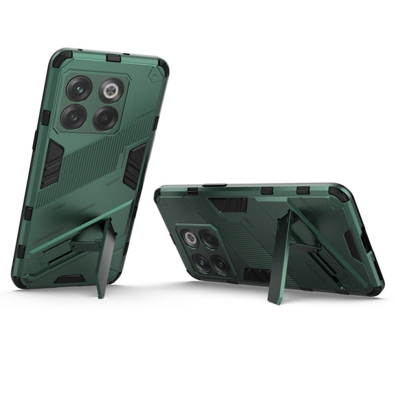 For OnePlus 10T 5G Punk Armor PC + TPU Phone Case with Holder(Green)