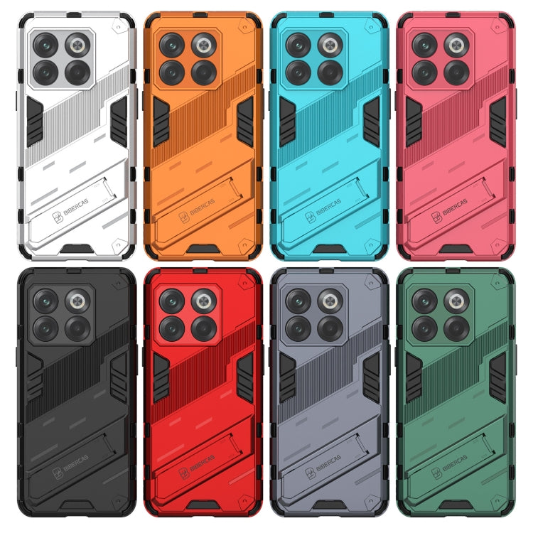 For OnePlus 10T 5G Punk Armor PC + TPU Phone Case with Holder(Green)
