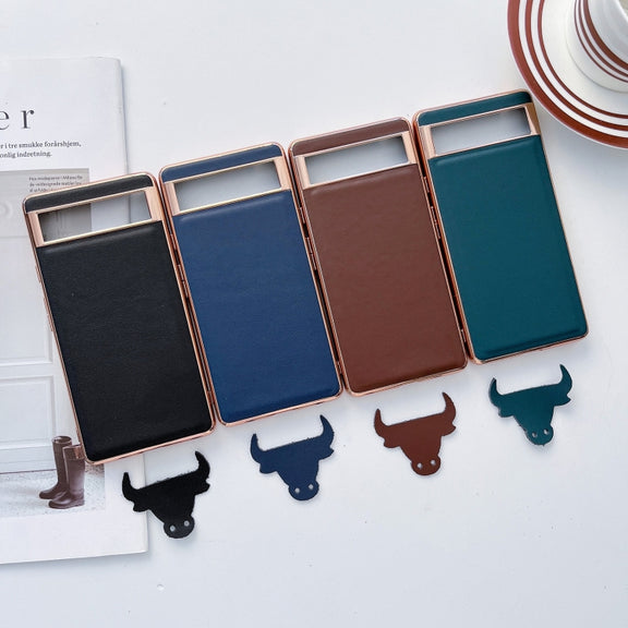 For Google Pixel 7 Genuine Leather Xiaoya Series Nano Electroplating Phone Case(Dark Green)