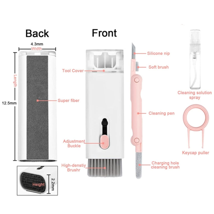 Q6E 7 in 1 Bluetooth Headphhone Computer Keyboard Cleaning Tools Set(Pink)