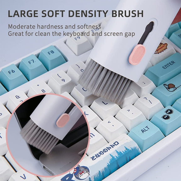 Q6E 7 in 1 Bluetooth Headphhone Computer Keyboard Cleaning Tools Set(Pink)