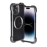 For iPhone 14 Pro Max R-JUST RJ51 Hollow Shockproof Metal Phone Case (Dark Grey)