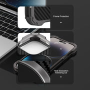 For iPhone 14 Pro Max R-JUST RJ51 Hollow Shockproof Metal Phone Case (Dark Grey)