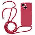 For iPhone 14 Crossbody Lanyard Liquid Silicone Case(Rose Red) - iPhone 14 Cases by PMC TechLife | Online Shopping South Africa | PMC TechLife