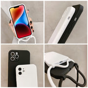 For iPhone 14 Crossbody Lanyard Liquid Silicone Case(Emerald Green)