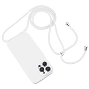 For iPhone 14 Pro Crossbody Lanyard Liquid Silicone Case(White)