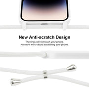 For iPhone 14 Pro Crossbody Lanyard Liquid Silicone Case(White)