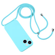 For iPhone 13 Crossbody Lanyard Liquid Silicone Case(Ice Blue)