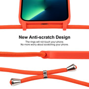 For iPhone 13 Pro Max Crossbody Lanyard Liquid Silicone Case(Orange)