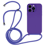 For iPhone 13 Pro Max Crossbody Lanyard Liquid Silicone Case(Purple)