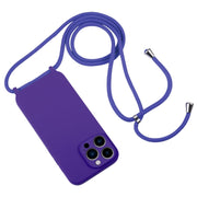For iPhone 13 Pro Max Crossbody Lanyard Liquid Silicone Case(Purple)