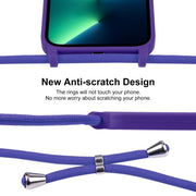 For iPhone 13 Pro Max Crossbody Lanyard Liquid Silicone Case(Purple)