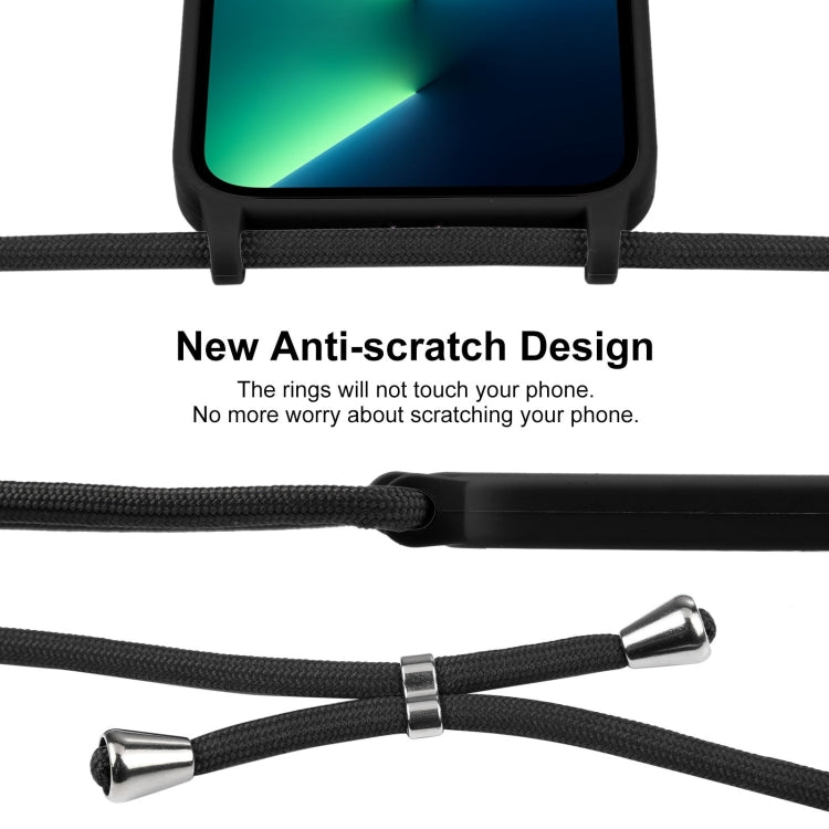 For iPhone 13 Pro Max Crossbody Lanyard Liquid Silicone Case(Black)