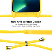 For iPhone 13 Pro Max Crossbody Lanyard Liquid Silicone Case(Yellow)