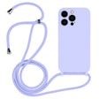 For iPhone 13 Pro Max Crossbody Lanyard Liquid Silicone Case(Light Purple) - free shipping - PMC TechLife - Order now!