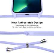 For iPhone 13 Pro Max Crossbody Lanyard Liquid Silicone Case(Light Purple)