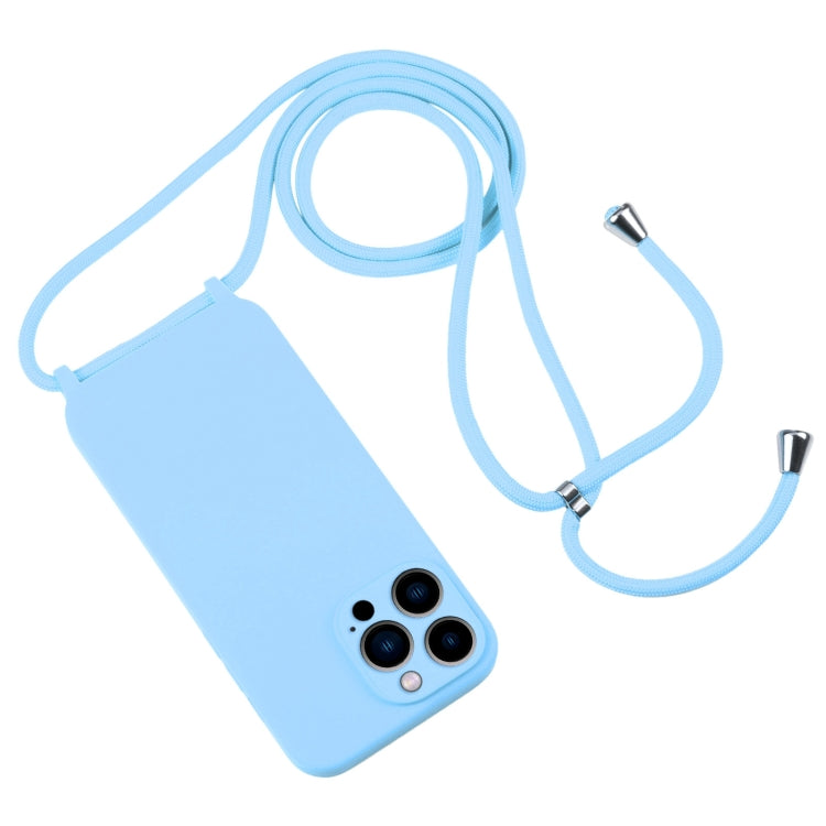 For iPhone 13 Pro Max Crossbody Lanyard Liquid Silicone Case(Lilac Purple)