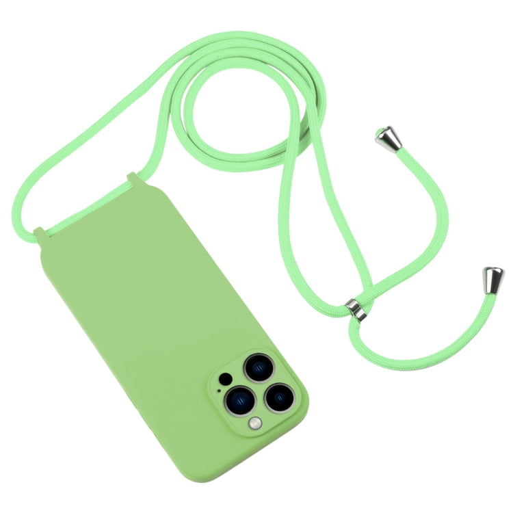 For iPhone 13 Pro Max Crossbody Lanyard Liquid Silicone Case(Matcha Green)