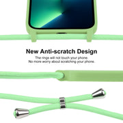 For iPhone 13 Pro Max Crossbody Lanyard Liquid Silicone Case(Matcha Green)