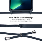 For iPhone 13 Pro Max Crossbody Lanyard Liquid Silicone Case(Midnight Blue)