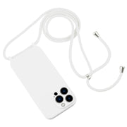For iPhone 13 Pro Max Crossbody Lanyard Liquid Silicone Case(White)