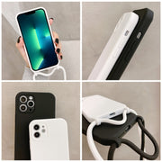 For iPhone 13 Pro Max Crossbody Lanyard Liquid Silicone Case(White)