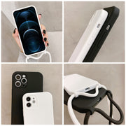 For iPhone 12 Pro Max Crossbody Lanyard Liquid Silicone Case(Ice Blue)