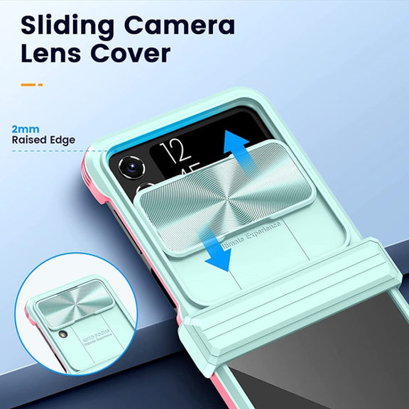 For Samsung Galaxy Z Flip4 360 Full Body Sliding Camshield Phone Case(Black)