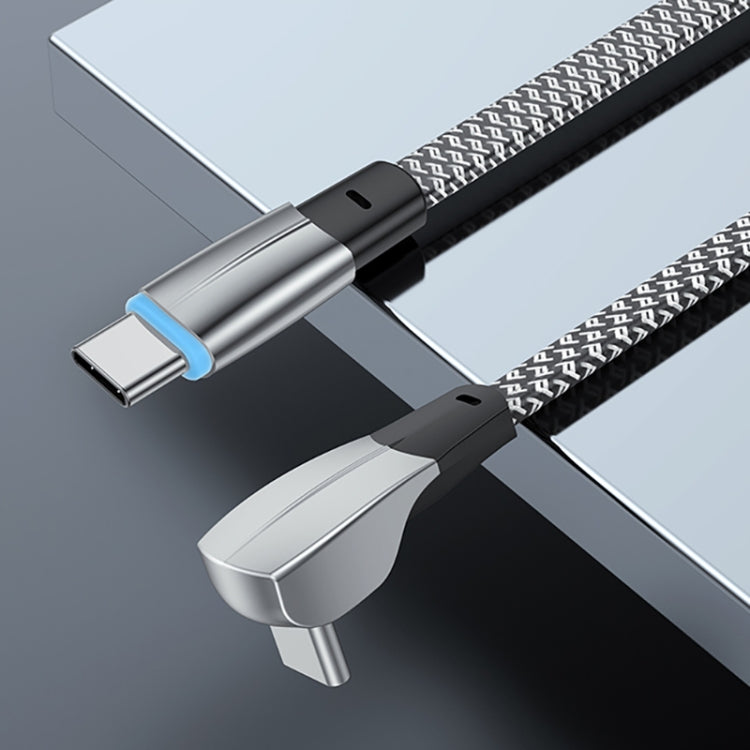 3A USB-C/Type-C to USB-C/Type-C Elbow Fast Charge Data Cable, Length:1.2m(Grey)