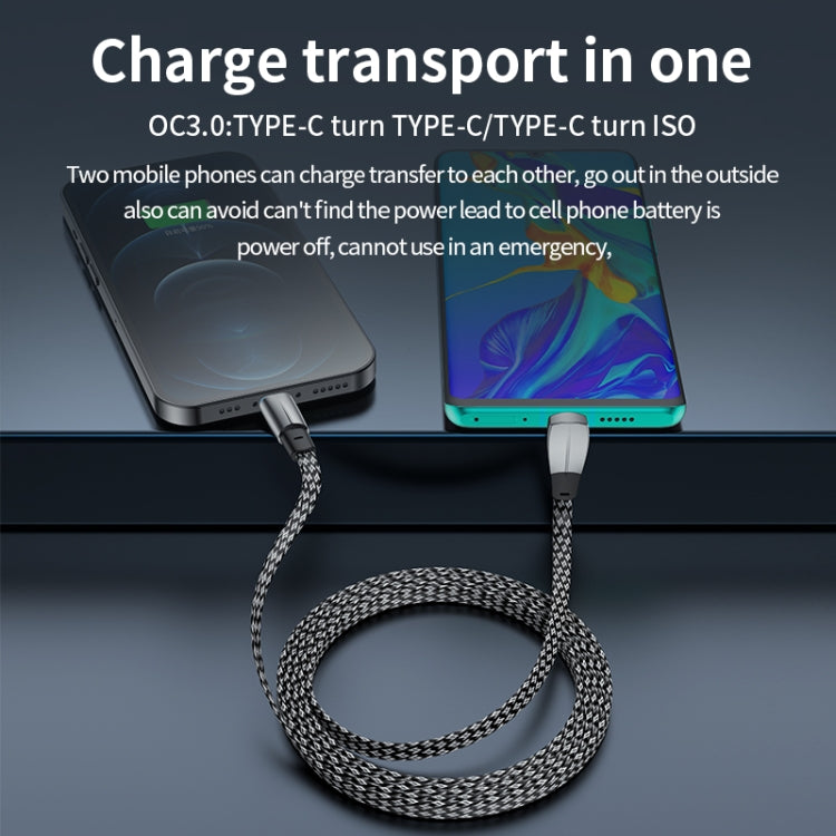 3A USB-C/Type-C to USB-C/Type-C Elbow Fast Charge Data Cable, Length:1.2m(Grey)