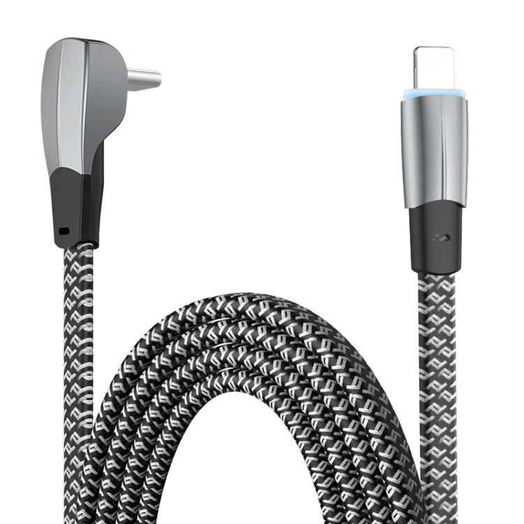3A USB-C/Type-C to 8 Pin Elbow Fast Charge Data Cable, Length:1.2m(Grey)
