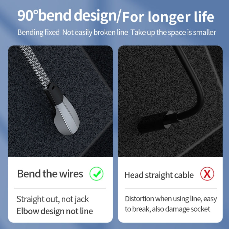 3A USB-C/Type-C to 8 Pin Elbow Fast Charge Data Cable, Length:1.2m(Grey)