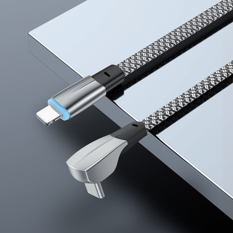 3A USB-C/Type-C to 8 Pin Elbow Fast Charge Data Cable, Length:2m(Grey)