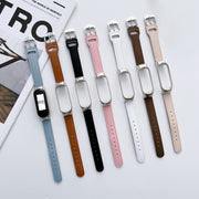 For Xiaomi Mi Band 7 8-buckle Leather Watch Band(Ivory White)