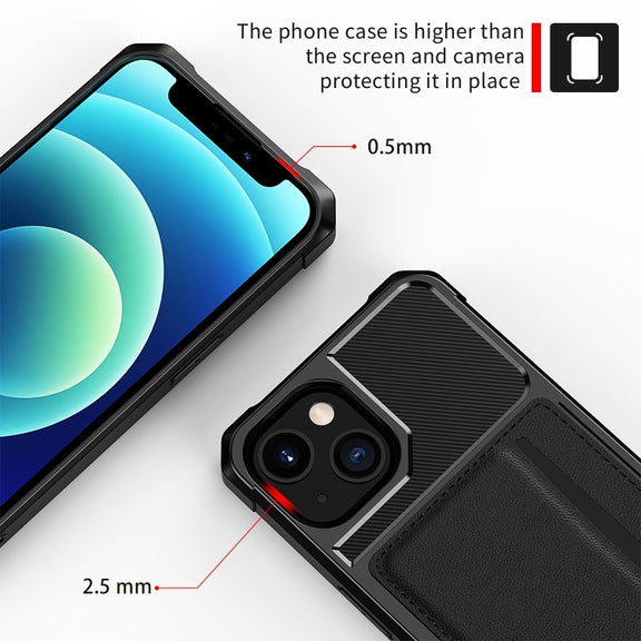 For iPhone 13 mini ZM02 Card Slot Holder Phone Case (Black)