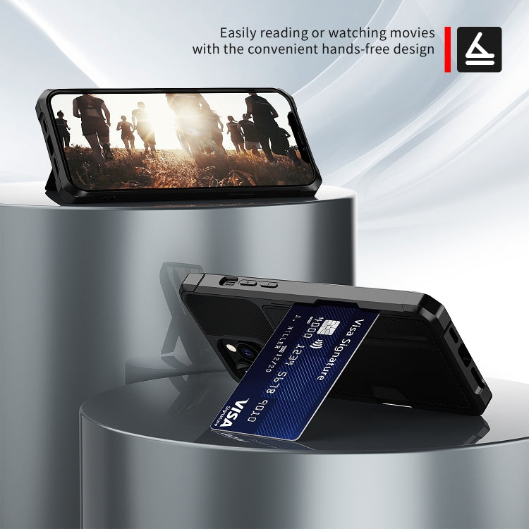 For iPhone 13 Pro ZM02 Card Slot Holder Phone Case (Black)