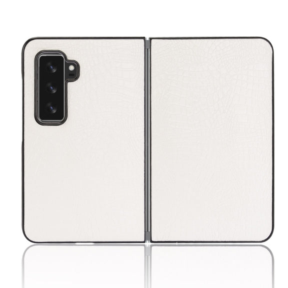 For Microsoft Surface Duo 2 Shockproof Crocodile Texture PC + PU Case(White)