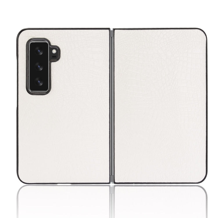 For Microsoft Surface Duo 2 Shockproof Crocodile Texture PC + PU Case(White)