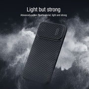 For iPhone 14 NILLKIN Synthetic Fiber Camshield Phone Case(Black)