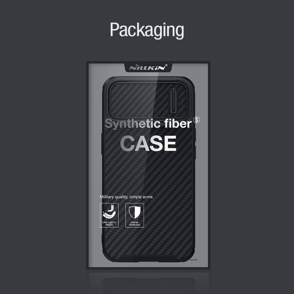 For iPhone 14 NILLKIN Synthetic Fiber Camshield Phone Case(Black)