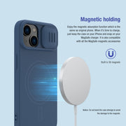 For iPhone 14 NILLKIN CamShield MagSafe Liquid Silicone Phone Case (Deep Purple)