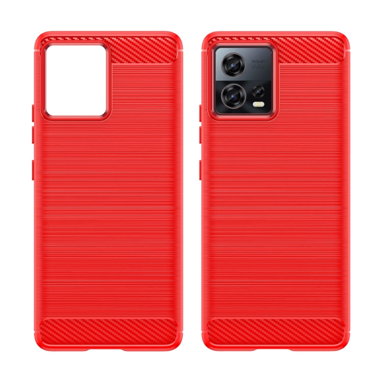 For Motorola Edge 30 Fusion/Moto S30 Pro Brushed Texture Carbon Fiber TPU Phone Case(Red)