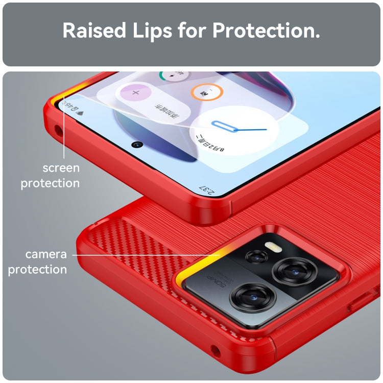 For Motorola Edge 30 Fusion/Moto S30 Pro Brushed Texture Carbon Fiber TPU Phone Case(Red)